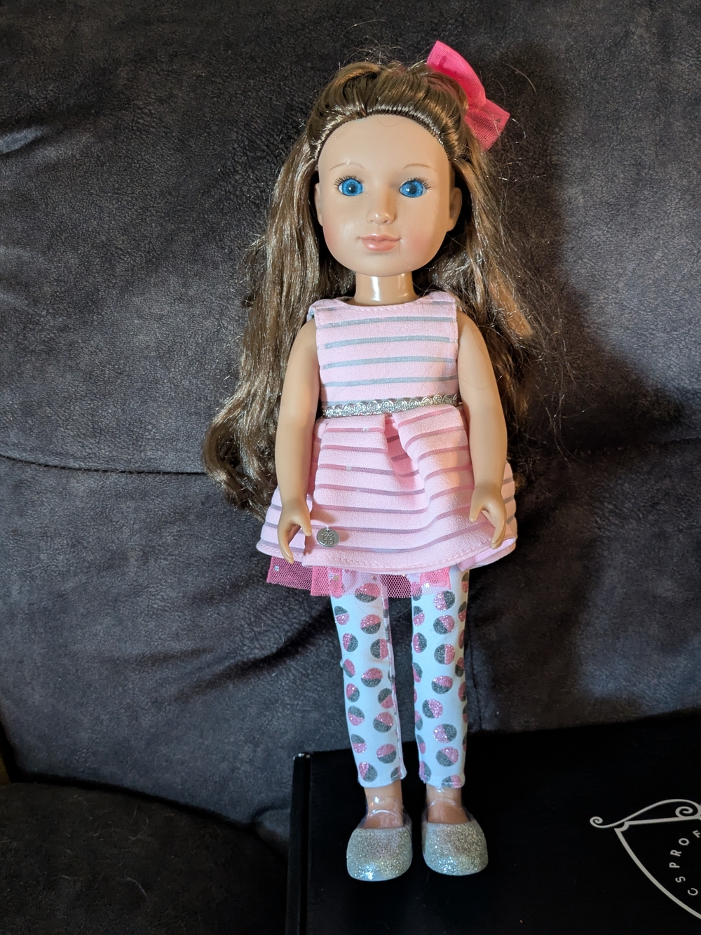 Kids Fashion Doll in Pink Dress with Glitter Shoes